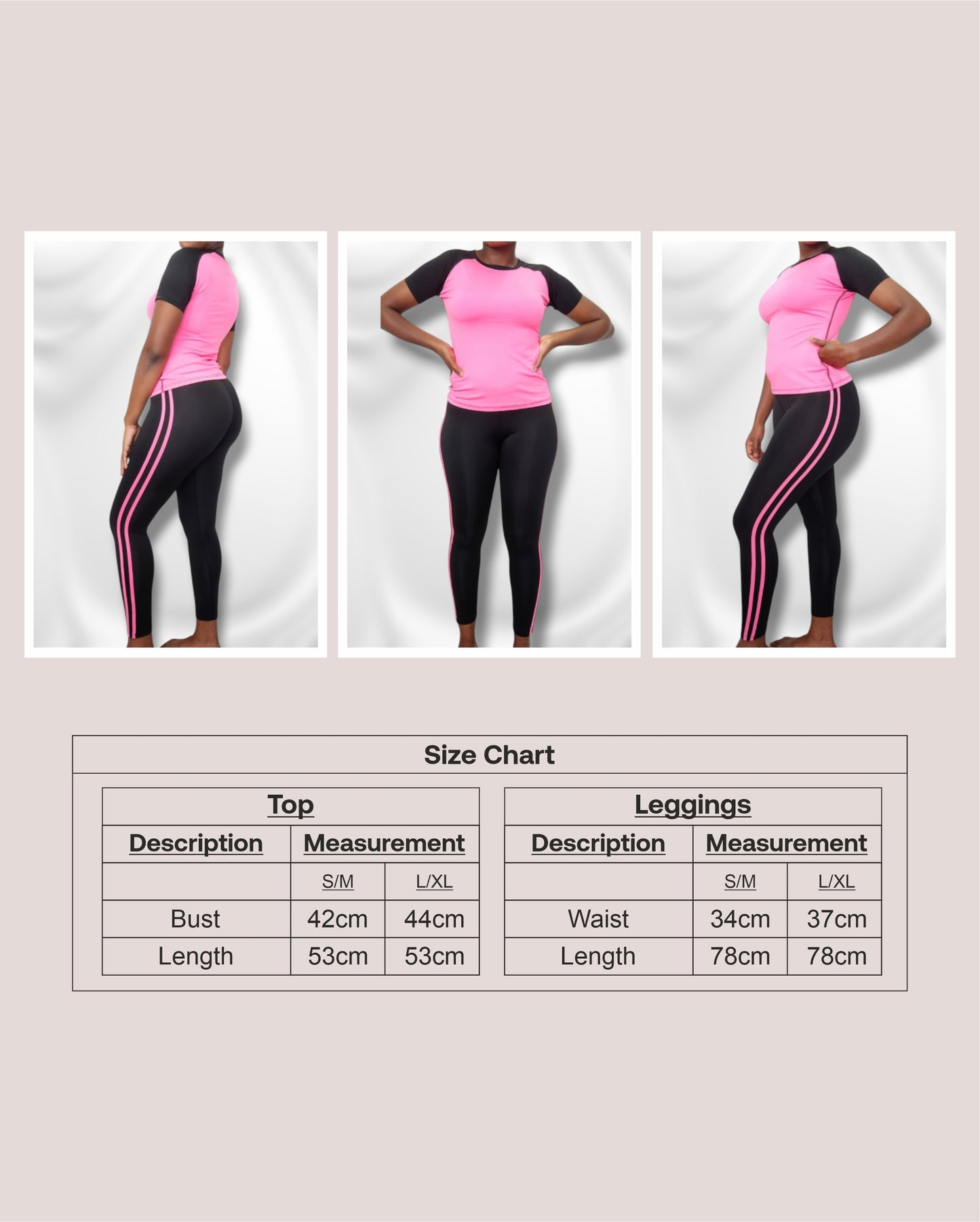 2 Piece Gym Set - Pink & Black