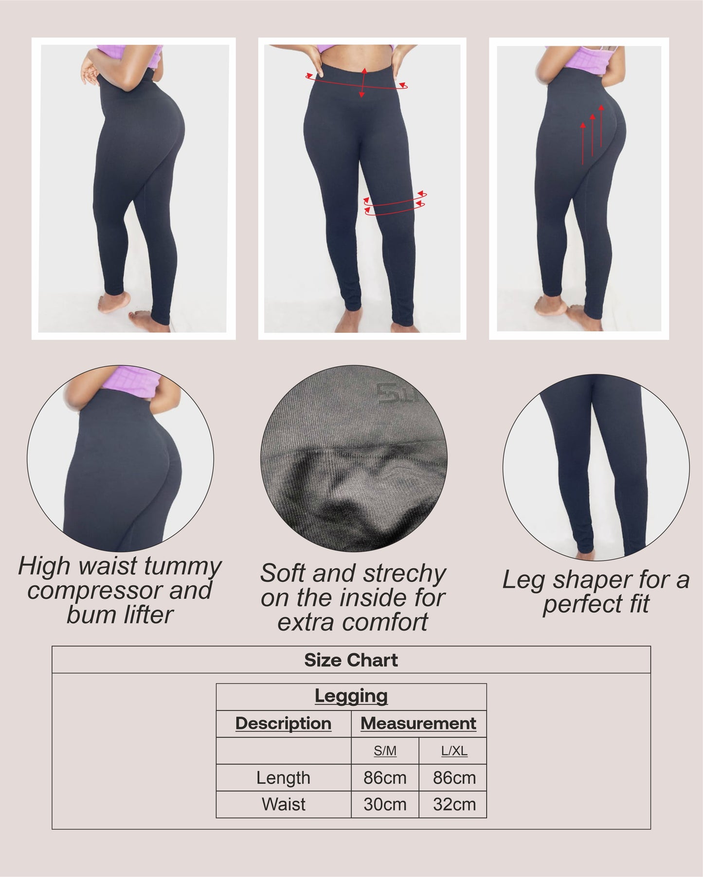 Sunzel Leggings - Black Ribbed