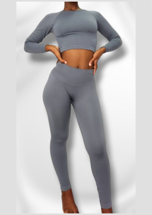 2 Piece Gym Set - Leggings + Crop Top