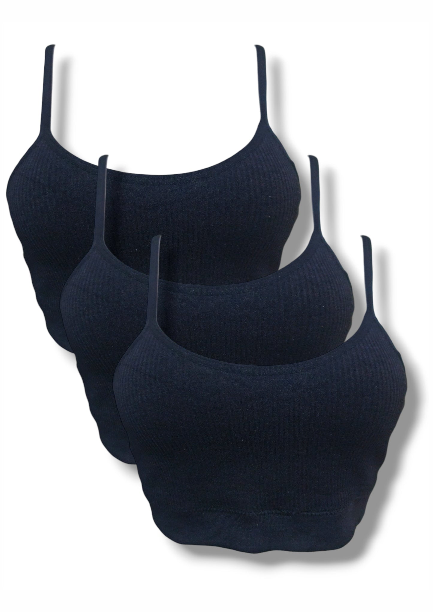3 Pack Ribbed Bra - Black