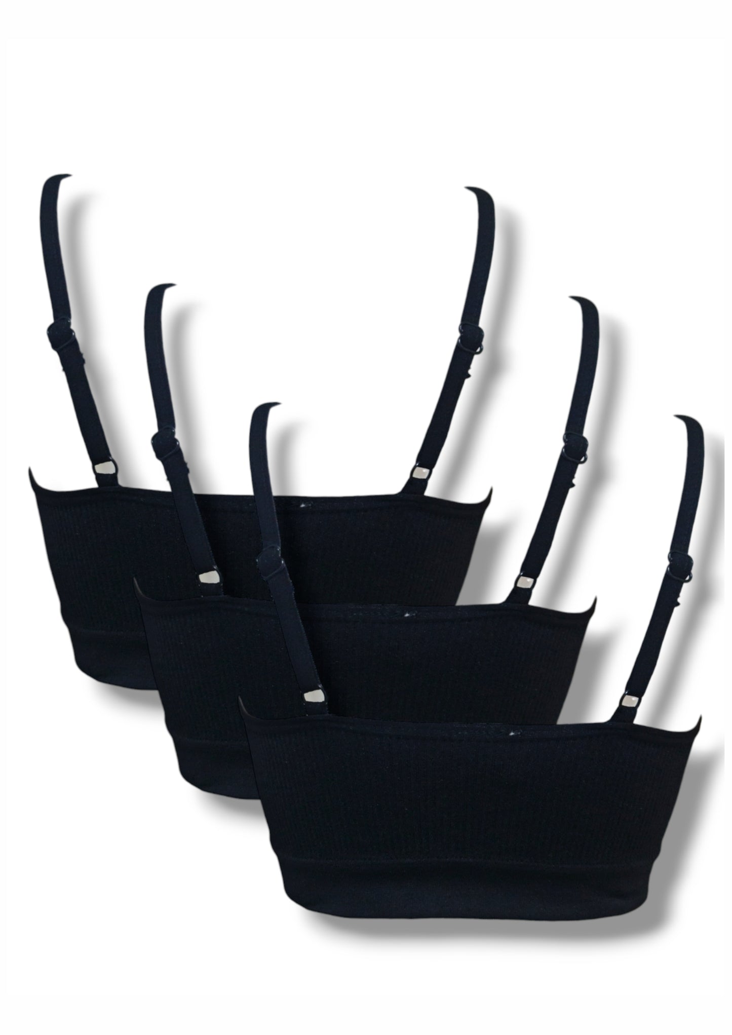 3 Pack Ribbed Bra - Black