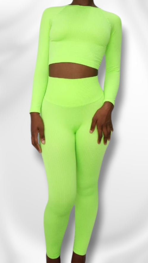 2 Piece Gym Set - Leggings + Crop Top