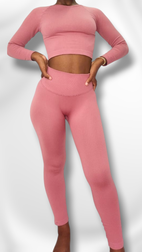 2 Piece Gym Set - Leggings + Crop Top
