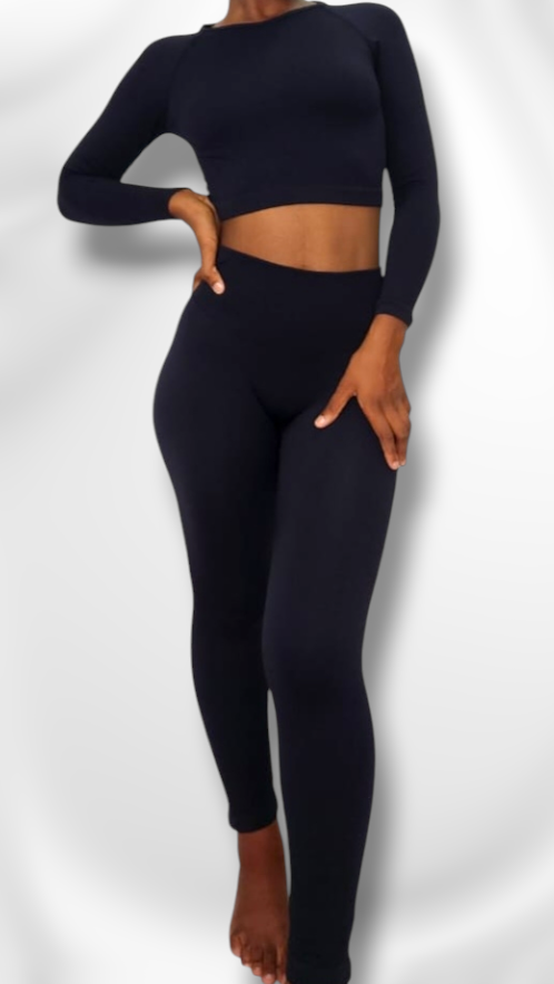 2 Piece Gym Set - Leggings + Crop Top