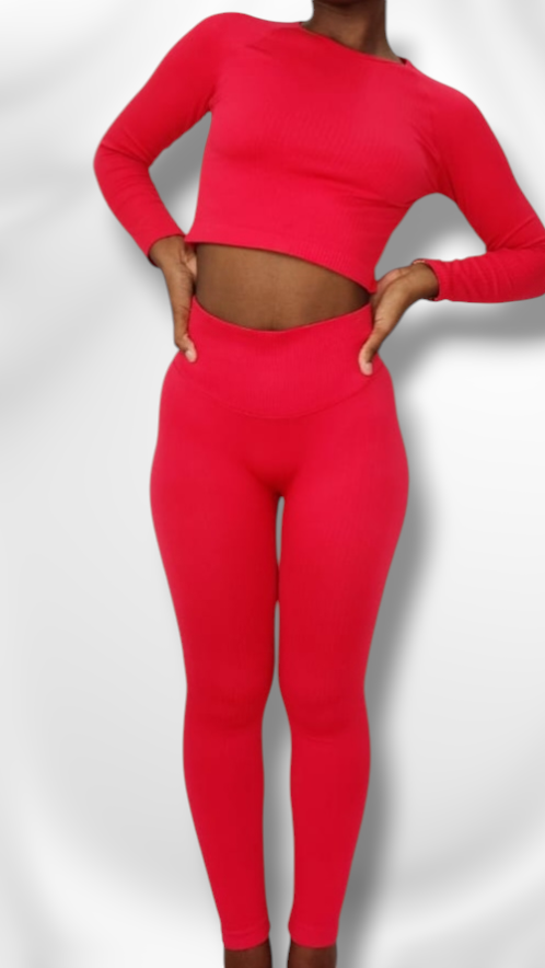 2 Piece Gym Set - Leggings + Crop Top