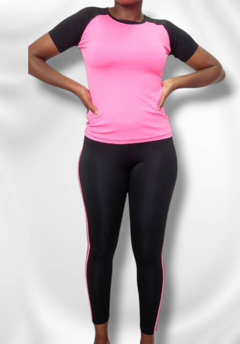 2 Piece Gym Set - Pink & Black