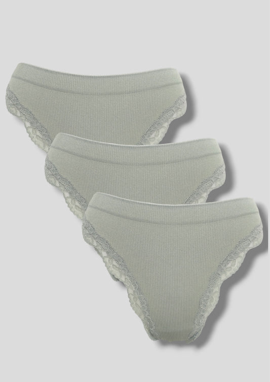 3 Pack Brazilian Cut Panties - Sage Green
