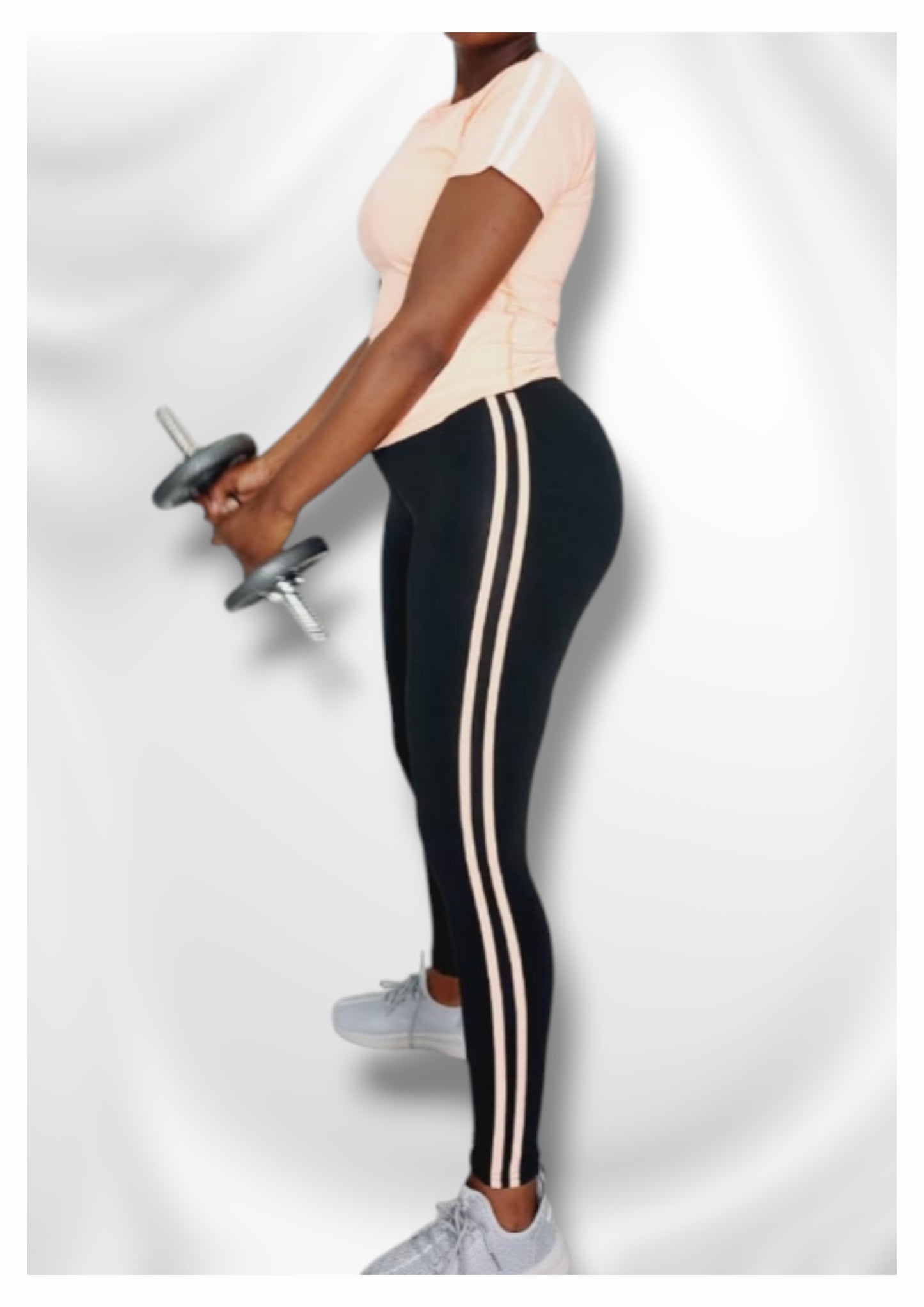2 Piece Gym Set - Peach & Black