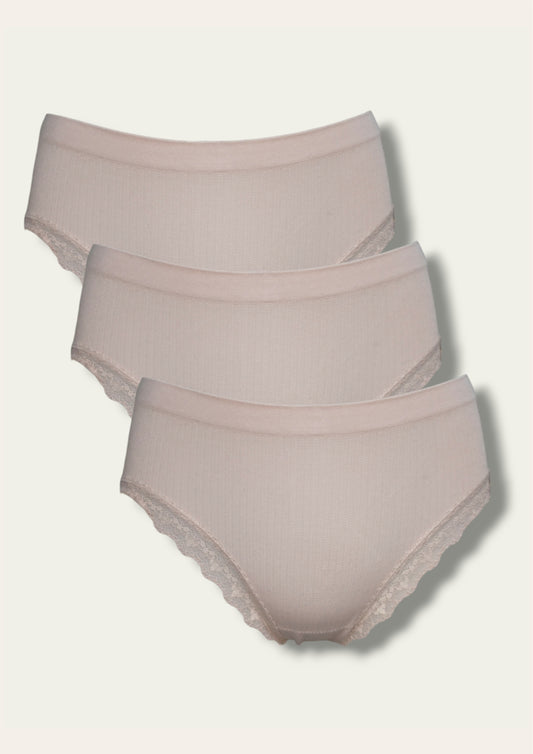 3 Pack Bikini Cut Panties - Light Beige