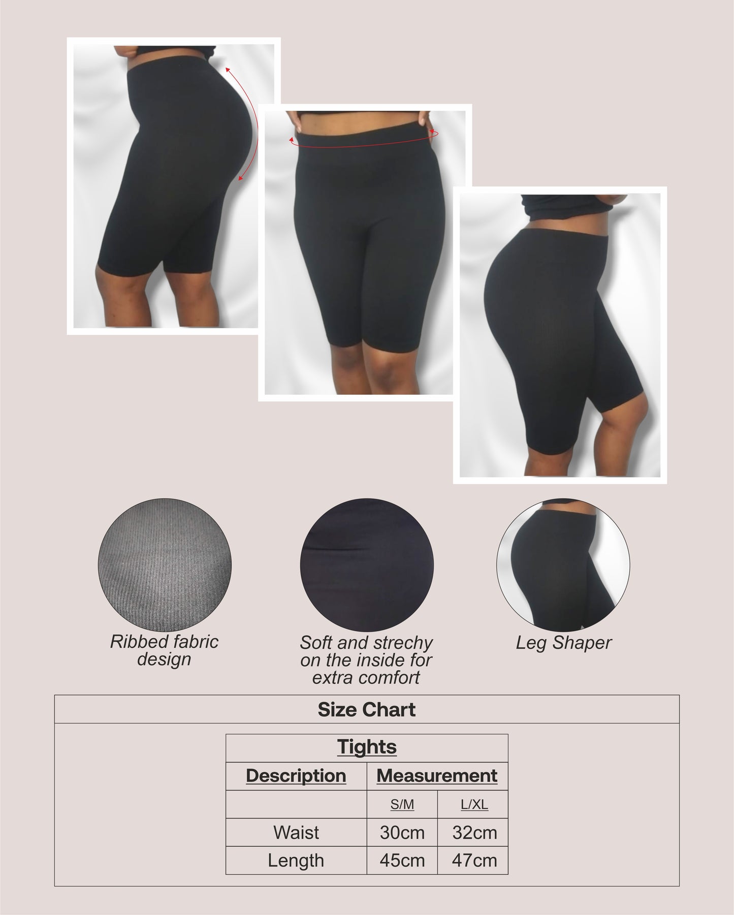 Black Ribbed Tights - 2 Pack